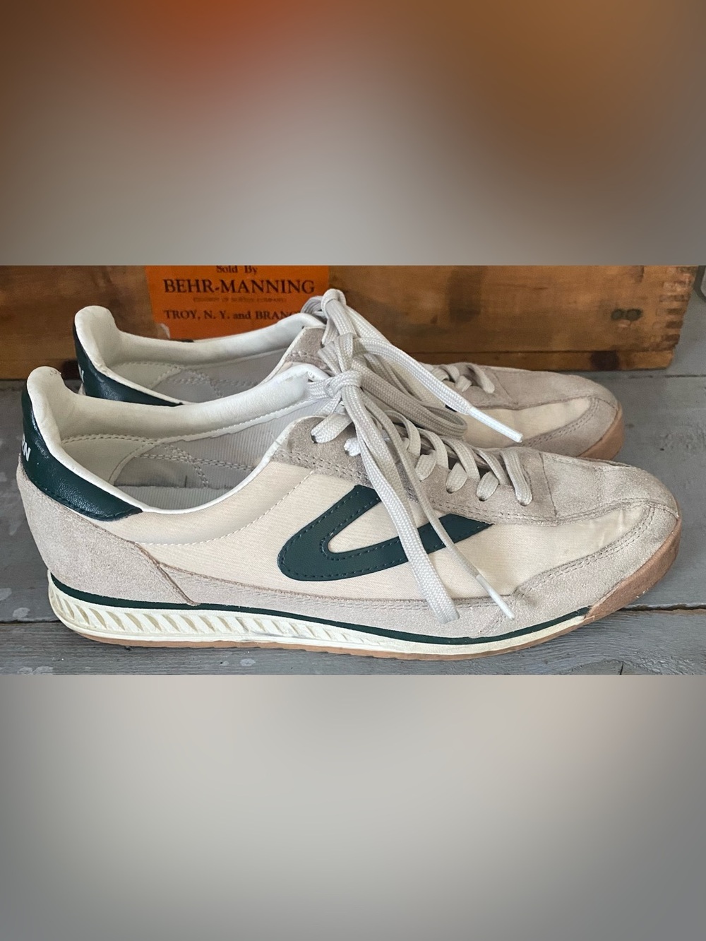 Women’s size 7 green and white preppy Coastal sneakers